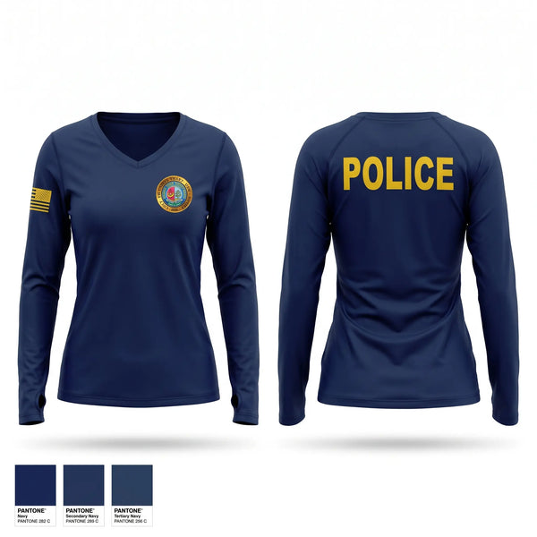 Womens Long Sleeve Vneck Shirt, Perth Amboy Police, Police, Teamtime, Team time, sublimation, custom sports apparel, team uniforms, spirit wear, spiritwear, sports uniforms, custom shirts, team store, custom team store, fundraiser sports, apparel fundraiser