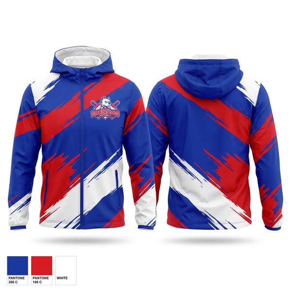Windbreaker, NorCal Diamond Dogs, Softball, Teamtime, Team time, sublimation, custom sports apparel, team uniforms, spirit wear, spiritwear, sports uniforms, custom shirts, team store, custom team store, fundraiser sports, apparel fundraiser