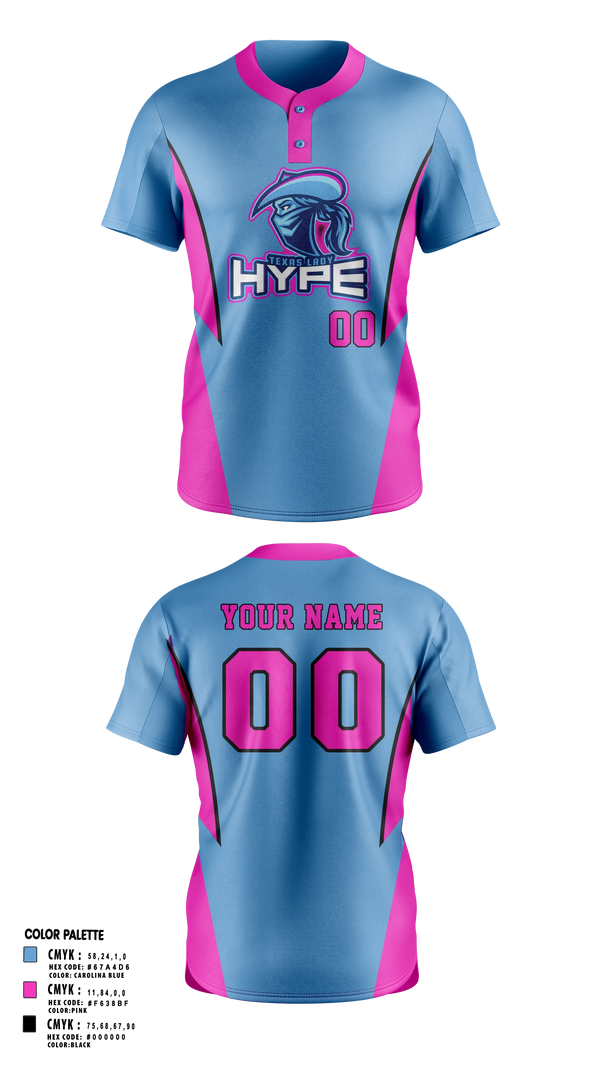 Two Button Softball Jersey, Texas Hype, Softball, Teamtime, Team time, sublimation, custom sports apparel, team uniforms, spirit wear, spiritwear, sports uniforms, custom shirts, team store, custom team store, fundraiser sports, apparel fundraiser