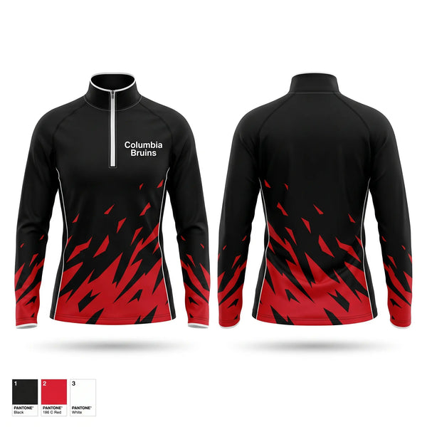 Quarter Zip Jacket, Columbia Bruins, Cheer, Teamtime, Team time, sublimation, custom sports apparel, team uniforms, spirit wear, spiritwear, sports uniforms, custom shirts, team store, custom team store, fundraiser sports, apparel fundraiser