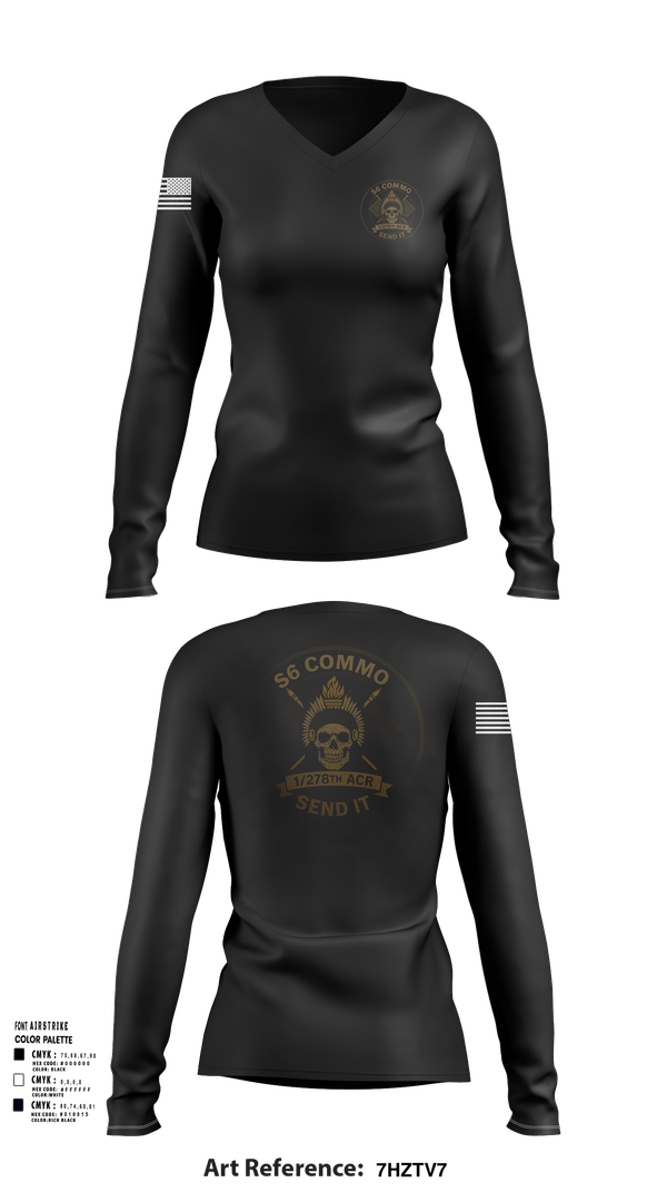 Womens Long Sleeve Vneck Shirt, 1/278th ACR, , Teamtime, Team time, sublimation, custom sports apparel, team uniforms, spirit wear, spiritwear, sports uniforms, custom shirts, team store, custom team store, fundraiser sports, apparel fundraiser