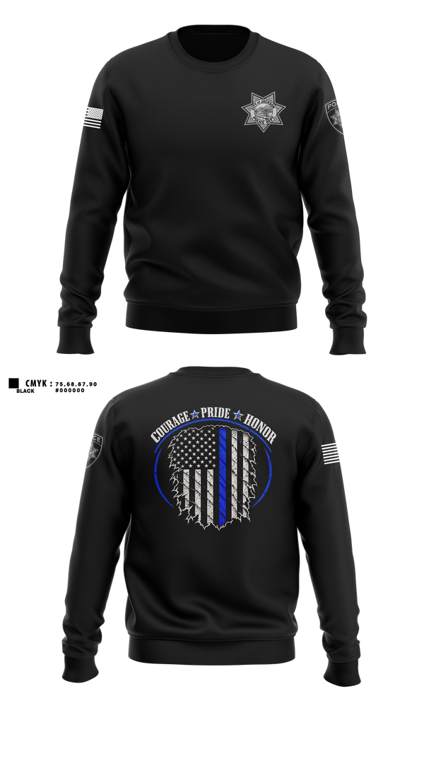 Crew Neck Sweatshirt, Jackson Police Department, Police, Teamtime, Team time, sublimation, custom sports apparel, team uniforms, spirit wear, spiritwear, sports uniforms, custom shirts, team store, custom team store, fundraiser sports, apparel fundraiser