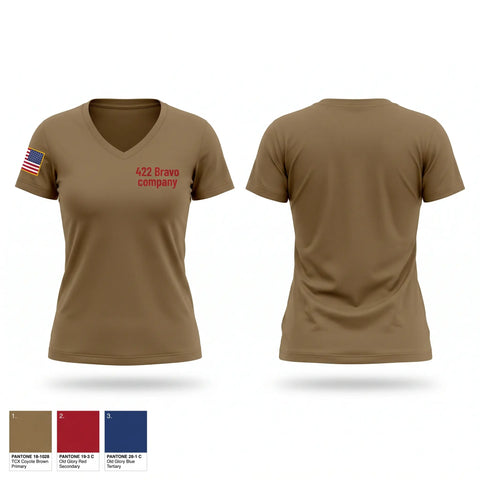 Womens Short Sleeve Vneck Shirt, 422 Bravo company, Army, Teamtime, Team time, sublimation, custom sports apparel, team uniforms, spirit wear, spiritwear, sports uniforms, custom shirts, team store, custom team store, fundraiser sports, apparel fundraiser