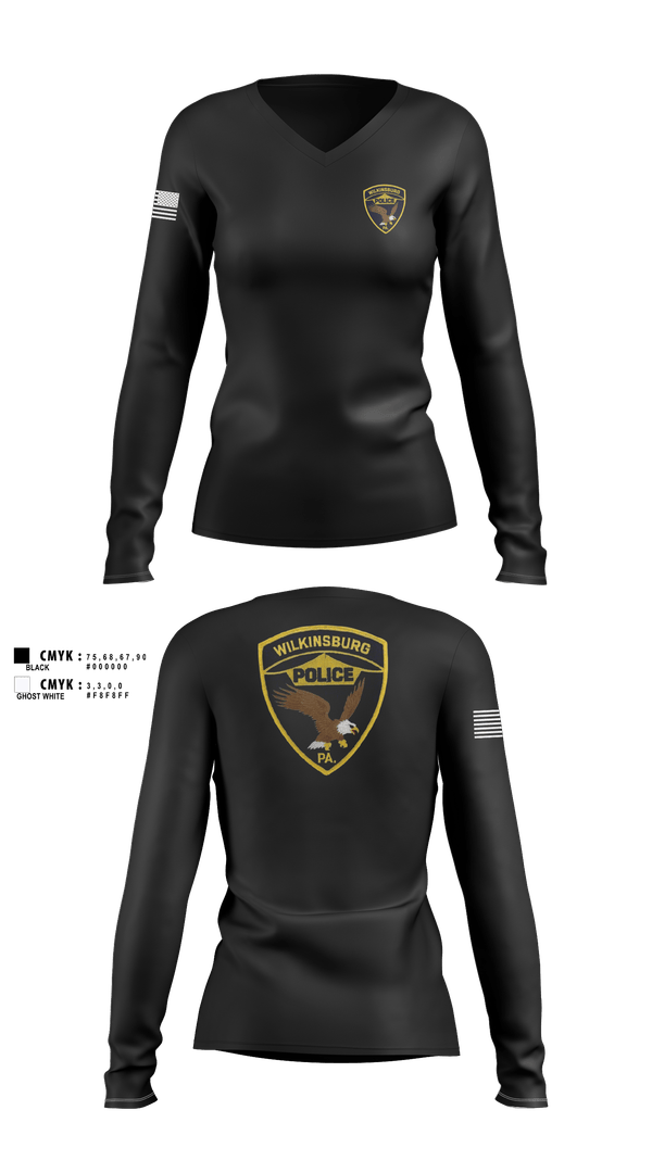 Womens Long Sleeve Vneck Shirt, 18 SFS FLY AWAY SECURITY, Air Force, Teamtime, Team time, sublimation, custom sports apparel, team uniforms, spirit wear, spiritwear, sports uniforms, custom shirts, team store, custom team store, fundraiser sports, apparel fundraiser