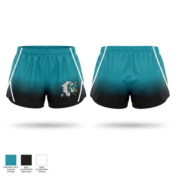 Womens Shorts, Mendota Aztecs, Track & Field, Teamtime, Team time, sublimation, custom sports apparel, team uniforms, spirit wear, spiritwear, sports uniforms, custom shirts, team store, custom team store, fundraiser sports, apparel fundraiser