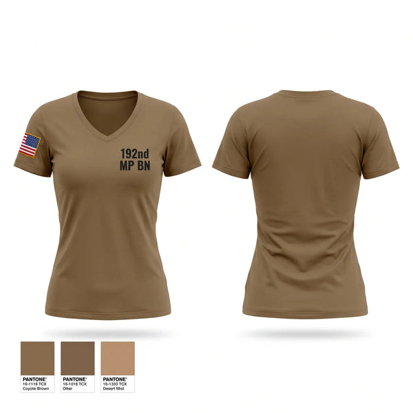Womens Short Sleeve Vneck Shirt, 192nd MP BN, Army, Teamtime, Team time, sublimation, custom sports apparel, team uniforms, spirit wear, spiritwear, sports uniforms, custom shirts, team store, custom team store, fundraiser sports, apparel fundraiser