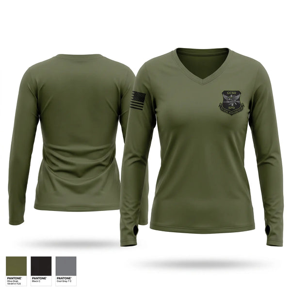 Womens Long Sleeve Vneck Shirt, Grant County Tactical Response Team, Police, Teamtime, Team time, sublimation, custom sports apparel, team uniforms, spirit wear, spiritwear, sports uniforms, custom shirts, team store, custom team store, fundraiser sports, apparel fundraiser