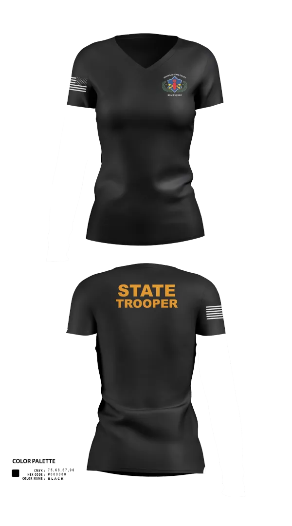 Womens Short Sleeve Vneck Shirt, Arkansas State Police Bomb Squad, , Teamtime, Team time, sublimation, custom sports apparel, team uniforms, spirit wear, spiritwear, sports uniforms, custom shirts, team store, custom team store, fundraiser sports, apparel fundraiser
