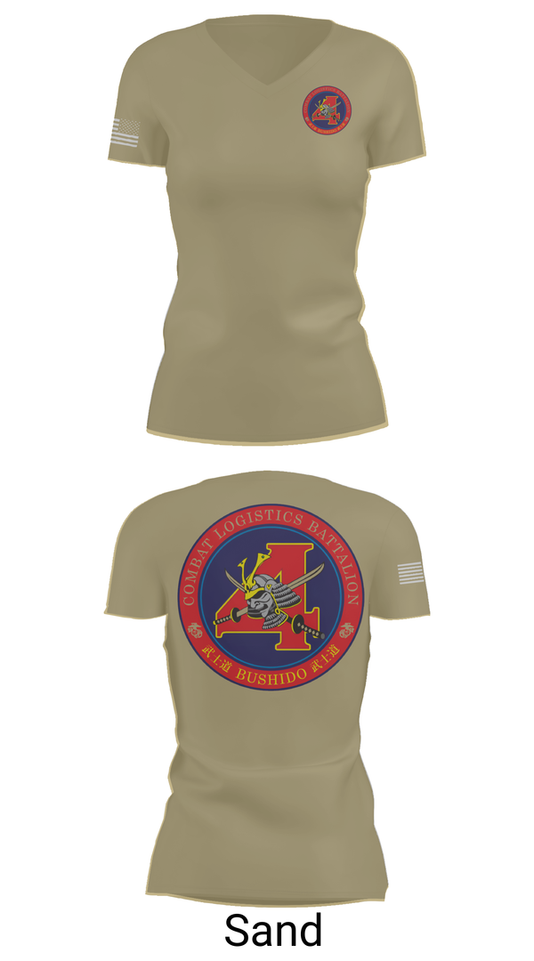 Womens Short Sleeve Vneck Shirt, Combat Logistics Battalion 4, , Teamtime, Team time, sublimation, custom sports apparel, team uniforms, spirit wear, spiritwear, sports uniforms, custom shirts, team store, custom team store, fundraiser sports, apparel fundraiser