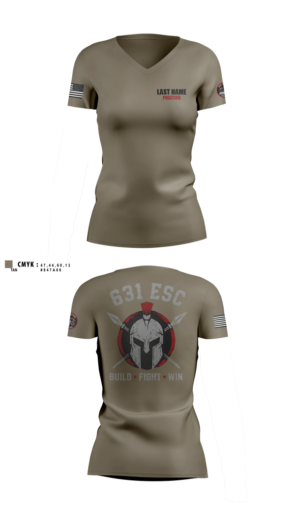 Womens Short Sleeve Vneck Shirt, 631st ESC, Army, Teamtime, Team time, sublimation, custom sports apparel, team uniforms, spirit wear, spiritwear, sports uniforms, custom shirts, team store, custom team store, fundraiser sports, apparel fundraiser