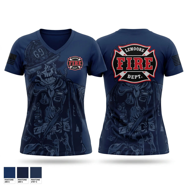 Womens Short Sleeve Vneck Shirt, Lemoore Volunteer Fire Department, Fire Department, Teamtime, Team time, sublimation, custom sports apparel, team uniforms, spirit wear, spiritwear, sports uniforms, custom shirts, team store, custom team store, fundraiser sports, apparel fundraiser