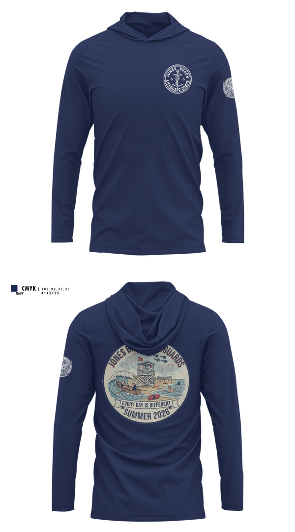 Long Sleeve Hooded Sun Shirt, Jones Beach Lifeguard Corp, , Teamtime, Team time, sublimation, custom sports apparel, team uniforms, spirit wear, spiritwear, sports uniforms, custom shirts, team store, custom team store, fundraiser sports, apparel fundraiser