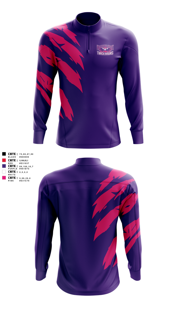 Quarter Zip Jacket, Carolina Track Hawks, Track & Field, Teamtime, Team time, sublimation, custom sports apparel, team uniforms, spirit wear, spiritwear, sports uniforms, custom shirts, team store, custom team store, fundraiser sports, apparel fundraiser