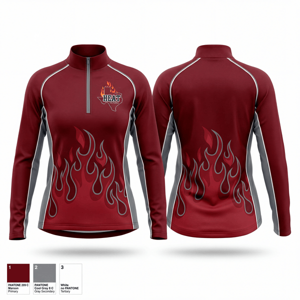 Quarter Zip Jacket, Victoria HEAT, Track & Field, Teamtime, Team time, sublimation, custom sports apparel, team uniforms, spirit wear, spiritwear, sports uniforms, custom shirts, team store, custom team store, fundraiser sports, apparel fundraiser