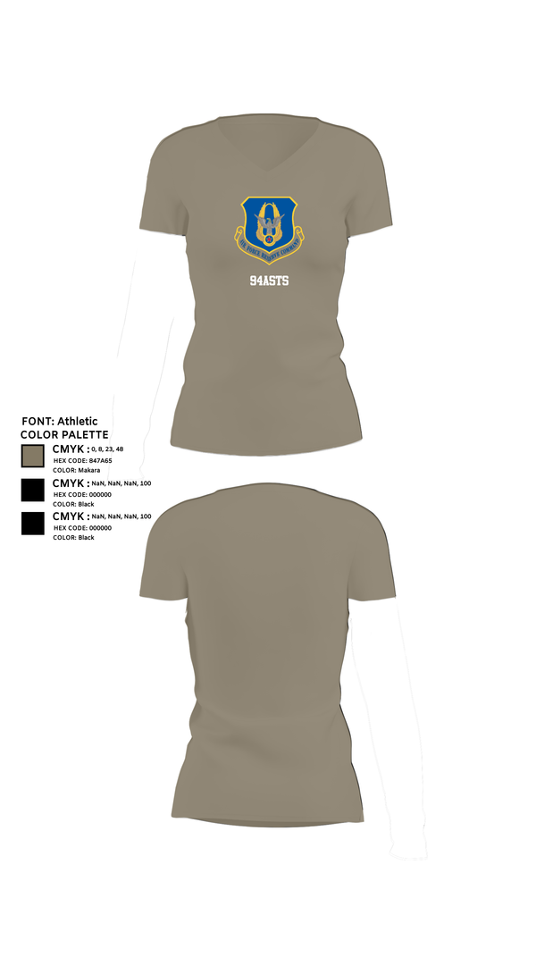 Womens Short Sleeve Vneck Shirt, 94ASTS, Air Force, Teamtime, Team time, sublimation, custom sports apparel, team uniforms, spirit wear, spiritwear, sports uniforms, custom shirts, team store, custom team store, fundraiser sports, apparel fundraiser