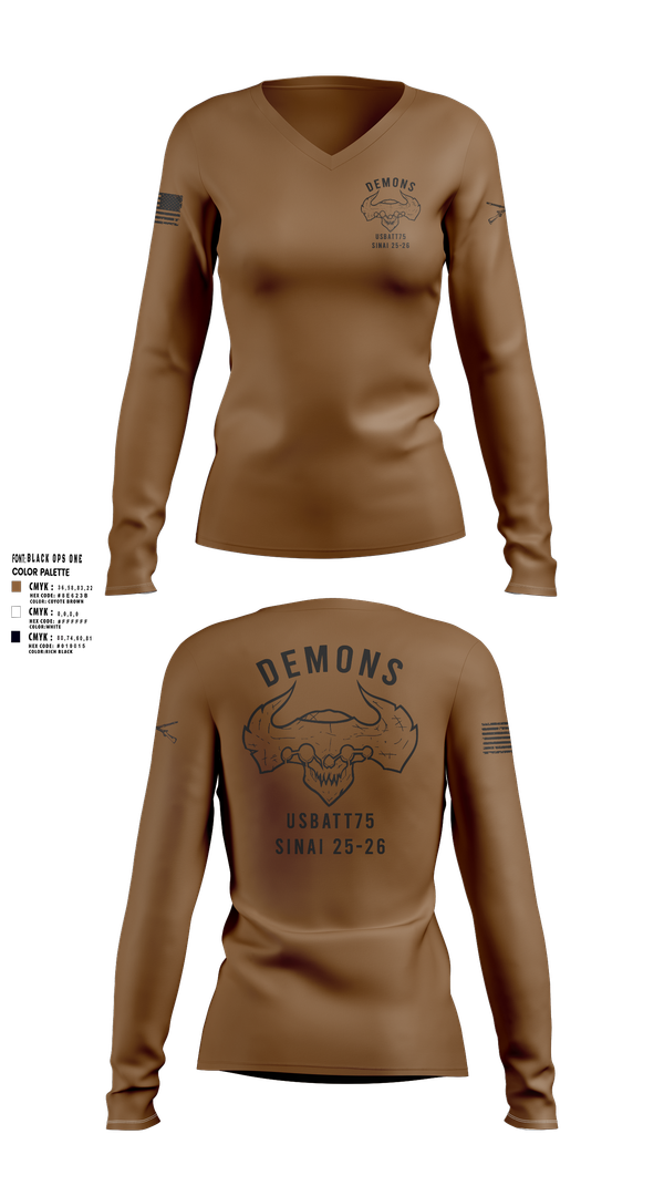 Womens Long Sleeve Vneck Shirt, D-co 1-173 1st PLT, , Teamtime, Team time, sublimation, custom sports apparel, team uniforms, spirit wear, spiritwear, sports uniforms, custom shirts, team store, custom team store, fundraiser sports, apparel fundraiser