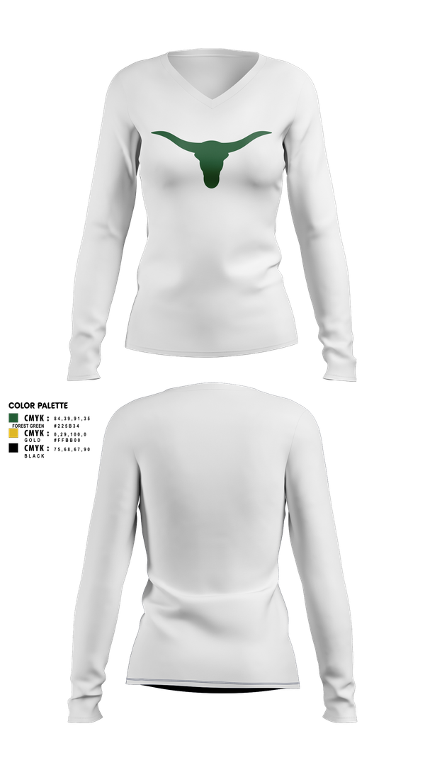 Womens Long Sleeve Vneck Shirt, Battle Mountain Longhorns, Wrestling, Teamtime, Team time, sublimation, custom sports apparel, team uniforms, spirit wear, spiritwear, sports uniforms, custom shirts, team store, custom team store, fundraiser sports, apparel fundraiser
