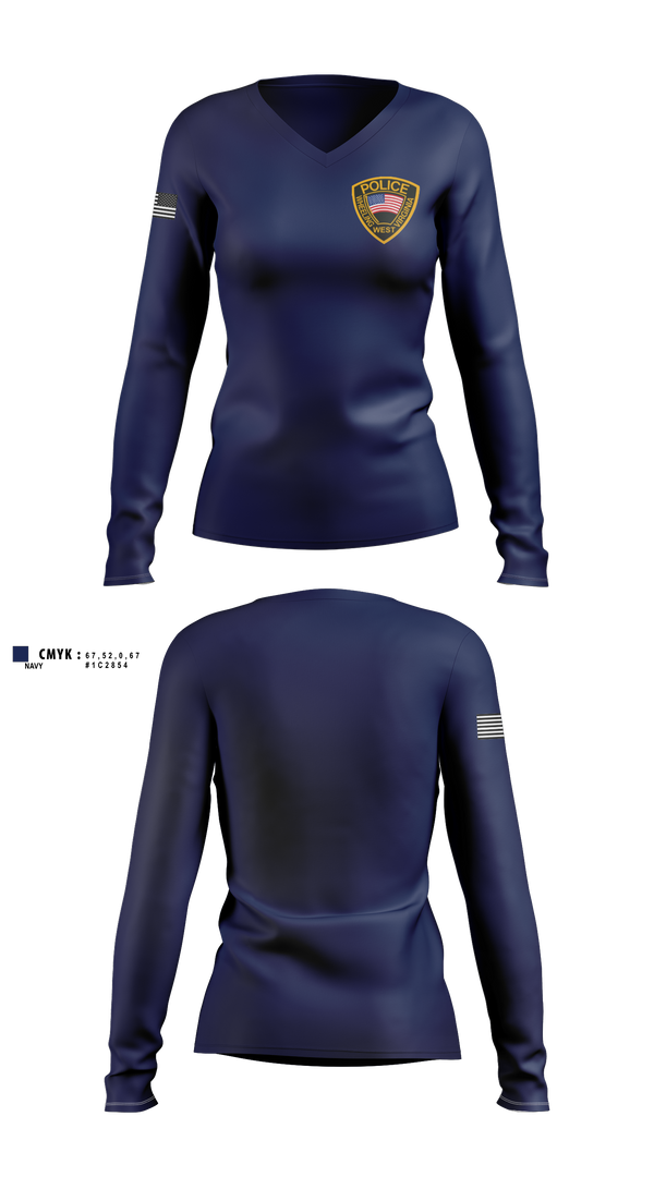 Womens Long Sleeve Vneck Shirt, Wheeling Police Department, Police, Teamtime, Team time, sublimation, custom sports apparel, team uniforms, spirit wear, spiritwear, sports uniforms, custom shirts, team store, custom team store, fundraiser sports, apparel fundraiser