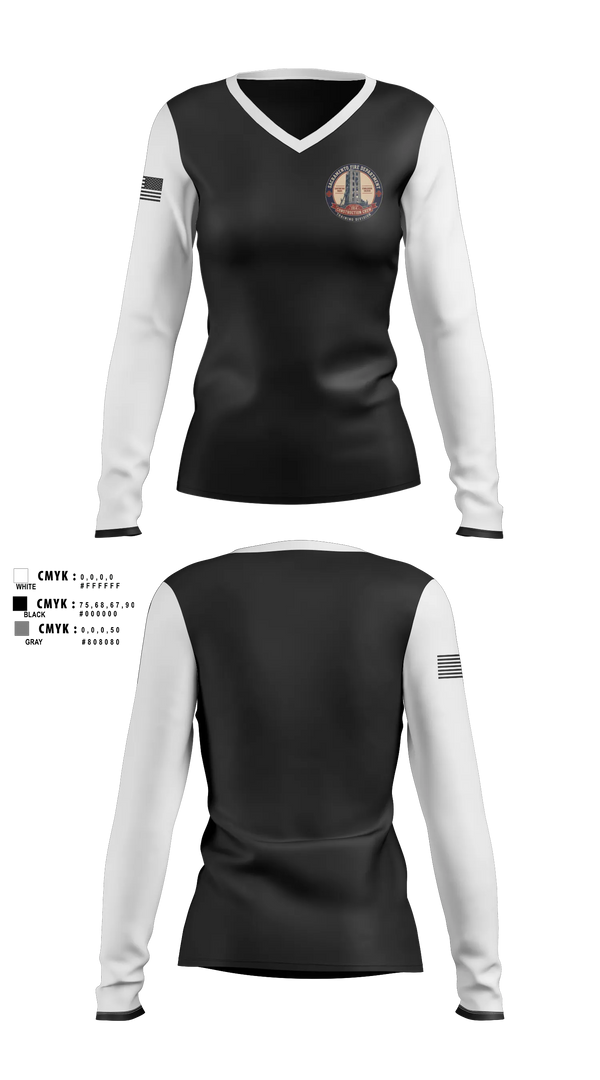 Womens Long Sleeve Vneck Shirt, SFD Training, Fire Department, Teamtime, Team time, sublimation, custom sports apparel, team uniforms, spirit wear, spiritwear, sports uniforms, custom shirts, team store, custom team store, fundraiser sports, apparel fundraiser