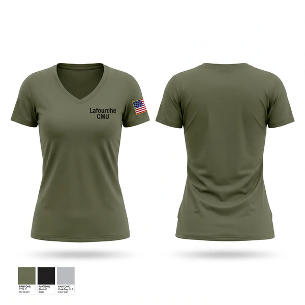 Womens Short Sleeve Vneck Shirt, Lafourche CMU, Police, Teamtime, Team time, sublimation, custom sports apparel, team uniforms, spirit wear, spiritwear, sports uniforms, custom shirts, team store, custom team store, fundraiser sports, apparel fundraiser