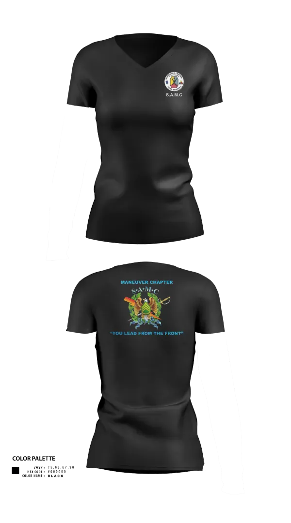 Womens Short Sleeve Vneck Shirt, MCoE Sergeant Audie Murphy Club (SMAC), Army, Teamtime, Team time, sublimation, custom sports apparel, team uniforms, spirit wear, spiritwear, sports uniforms, custom shirts, team store, custom team store, fundraiser sports, apparel fundraiser