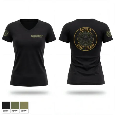 Womens Short Sleeve Vneck Shirt, MCSO UAV Team, Police, Teamtime, Team time, sublimation, custom sports apparel, team uniforms, spirit wear, spiritwear, sports uniforms, custom shirts, team store, custom team store, fundraiser sports, apparel fundraiser