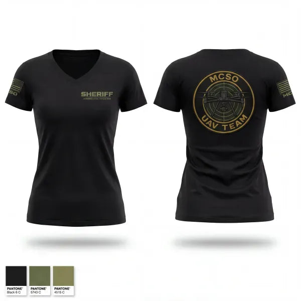 Womens Short Sleeve Vneck Shirt, MCSO UAV Team, Police, Teamtime, Team time, sublimation, custom sports apparel, team uniforms, spirit wear, spiritwear, sports uniforms, custom shirts, team store, custom team store, fundraiser sports, apparel fundraiser
