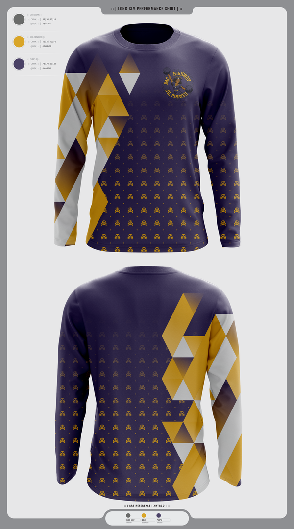 Long Sleeve Performance Shirt, Pac Hwy Lady Jr Pirates, Cheer, Teamtime, Team time, sublimation, custom sports apparel, team uniforms, spirit wear, spiritwear, sports uniforms, custom shirts, team store, custom team store, fundraiser sports, apparel fundraiser