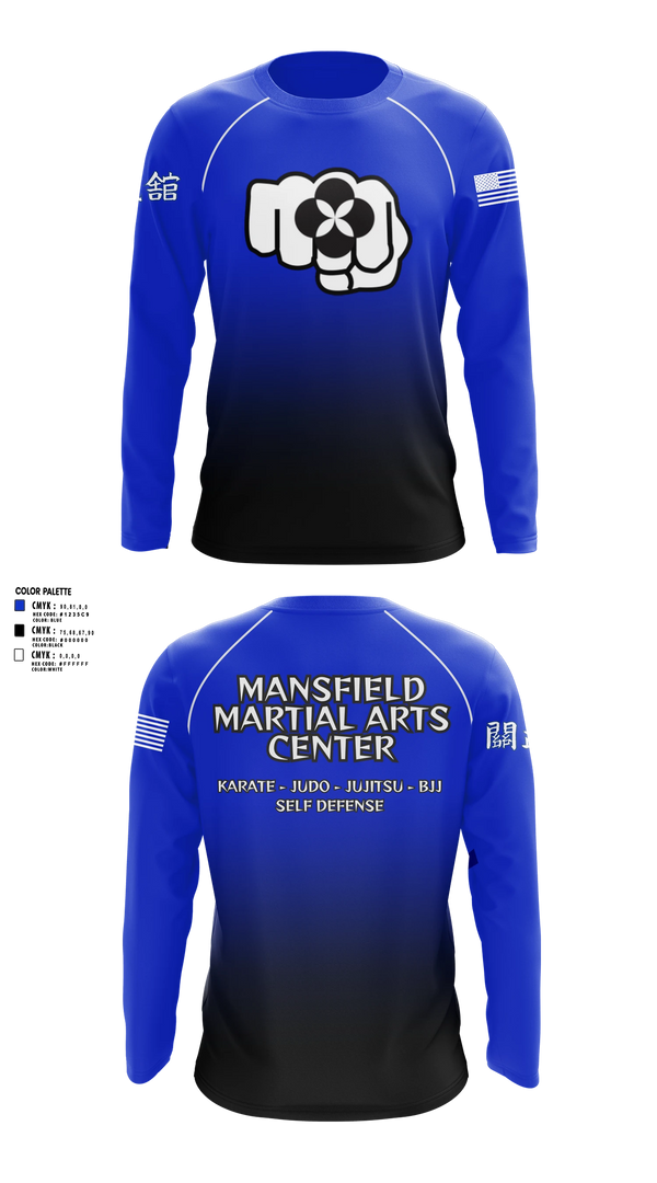 Long Sleeve Rash Guard Shirt, Mansfield Martial Arts Center, , Teamtime, Team time, sublimation, custom sports apparel, team uniforms, spirit wear, spiritwear, sports uniforms, custom shirts, team store, custom team store, fundraiser sports, apparel fundraiser