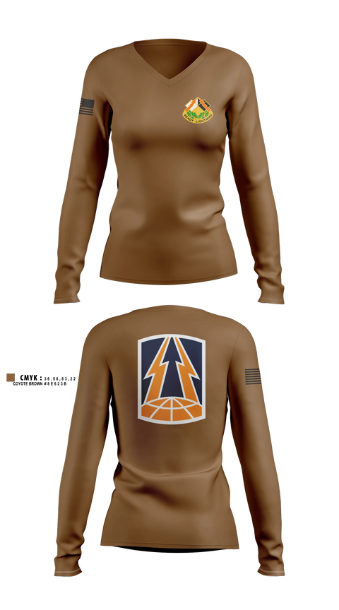 Womens Long Sleeve Vneck Shirt, 335th Signal Command (Theater), Army, Teamtime, Team time, sublimation, custom sports apparel, team uniforms, spirit wear, spiritwear, sports uniforms, custom shirts, team store, custom team store, fundraiser sports, apparel fundraiser