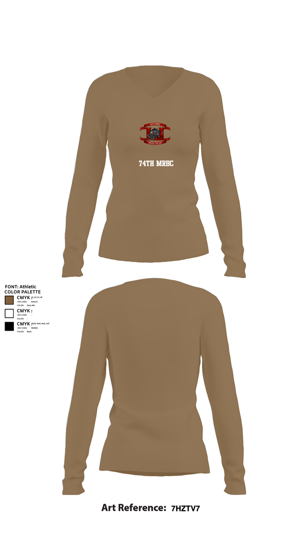Womens Long Sleeve Vneck Shirt, 74th MRBC, , Teamtime, Team time, sublimation, custom sports apparel, team uniforms, spirit wear, spiritwear, sports uniforms, custom shirts, team store, custom team store, fundraiser sports, apparel fundraiser