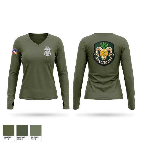 Womens Long Sleeve Vneck Shirt, Border Patrol EMT, Police, Teamtime, Team time, sublimation, custom sports apparel, team uniforms, spirit wear, spiritwear, sports uniforms, custom shirts, team store, custom team store, fundraiser sports, apparel fundraiser