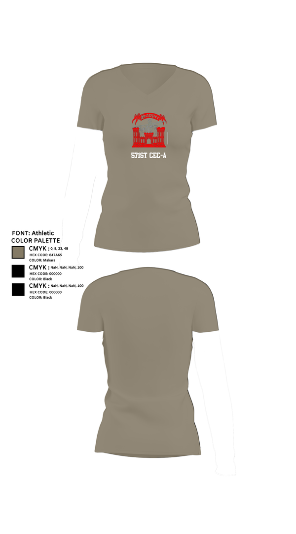 Womens Short Sleeve Vneck Shirt, 571st CEC-A, , Teamtime, Team time, sublimation, custom sports apparel, team uniforms, spirit wear, spiritwear, sports uniforms, custom shirts, team store, custom team store, fundraiser sports, apparel fundraiser