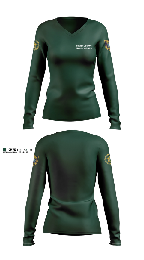 Womens Long Sleeve Vneck Shirt, Taylor County Sheriff’s Office, Police, Teamtime, Team time, sublimation, custom sports apparel, team uniforms, spirit wear, spiritwear, sports uniforms, custom shirts, team store, custom team store, fundraiser sports, apparel fundraiser