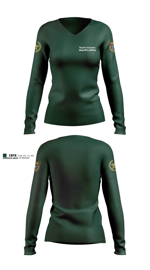 Womens Long Sleeve Vneck Shirt, Taylor County Sheriff’s Office, Police, Teamtime, Team time, sublimation, custom sports apparel, team uniforms, spirit wear, spiritwear, sports uniforms, custom shirts, team store, custom team store, fundraiser sports, apparel fundraiser