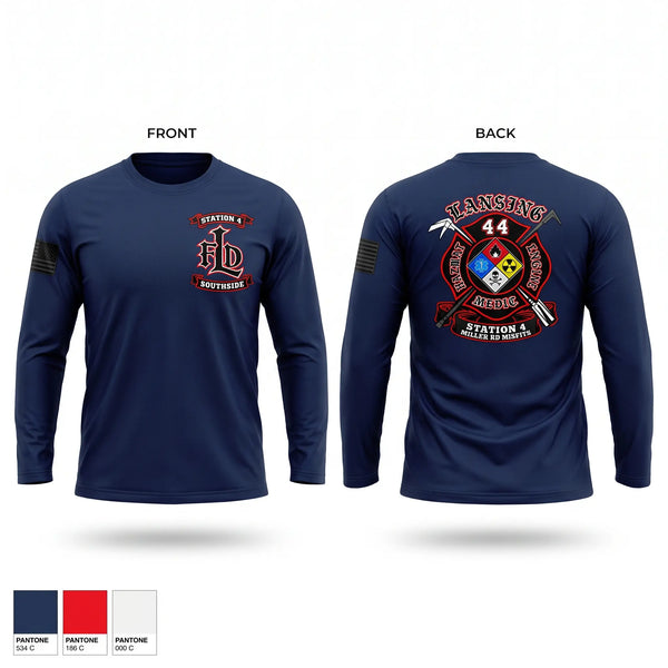 Long Sleeve Performance Shirt, Lansing Fire Dept - Station 4, Fire Department, Teamtime, Team time, sublimation, custom sports apparel, team uniforms, spirit wear, spiritwear, sports uniforms, custom shirts, team store, custom team store, fundraiser sports, apparel fundraiser