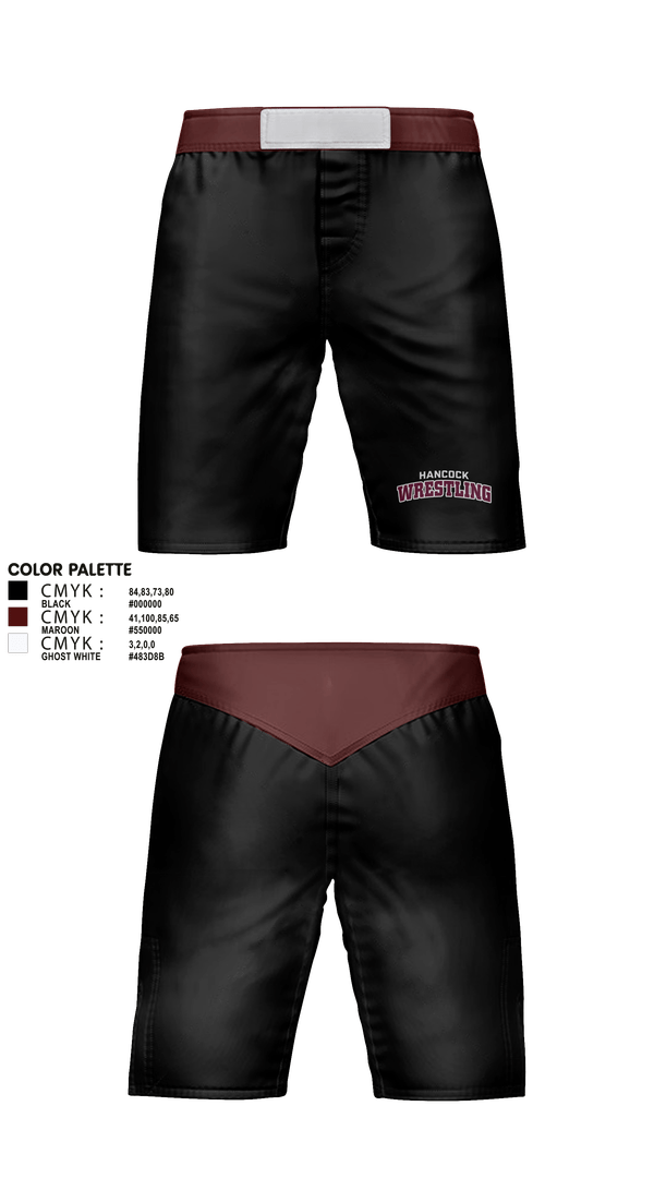 Fight Shorts, Hancock Wrestling, Wrestling, Teamtime, Team time, sublimation, custom sports apparel, team uniforms, spirit wear, spiritwear, sports uniforms, custom shirts, team store, custom team store, fundraiser sports, apparel fundraiser