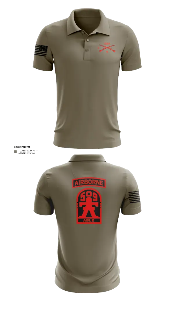 Short Sleeve Performance Polo, 3-509th Parachute Infantry BN Able Nation, , Teamtime, Team time, sublimation, custom sports apparel, team uniforms, spirit wear, spiritwear, sports uniforms, custom shirts, team store, custom team store, fundraiser sports, apparel fundraiser