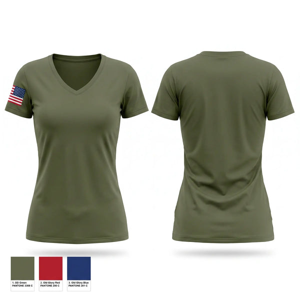 Womens Short Sleeve Vneck Shirt, J.W Nixon JROTC mustangs, Army, Teamtime, Team time, sublimation, custom sports apparel, team uniforms, spirit wear, spiritwear, sports uniforms, custom shirts, team store, custom team store, fundraiser sports, apparel fundraiser