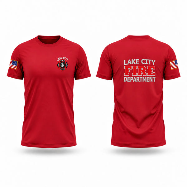 Old School Cotton Feel Shirt, Lake City Fire Department, Fire Department, Teamtime, Team time, sublimation, custom sports apparel, team uniforms, spirit wear, spiritwear, sports uniforms, custom shirts, team store, custom team store, fundraiser sports, apparel fundraiser
