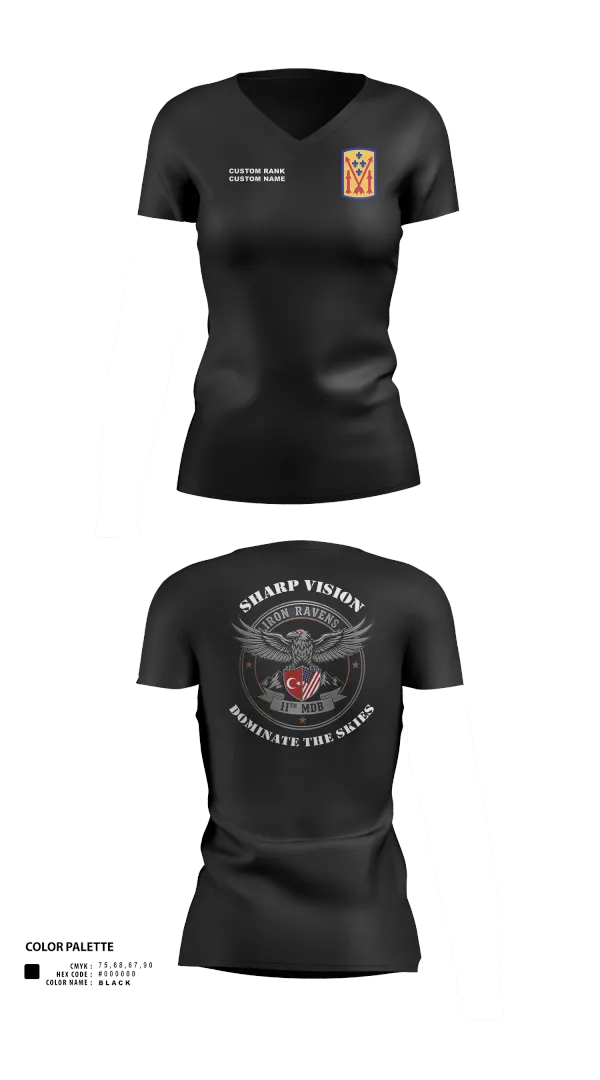 Womens Short Sleeve Vneck Shirt, 11th MDB, Army, Teamtime, Team time, sublimation, custom sports apparel, team uniforms, spirit wear, spiritwear, sports uniforms, custom shirts, team store, custom team store, fundraiser sports, apparel fundraiser