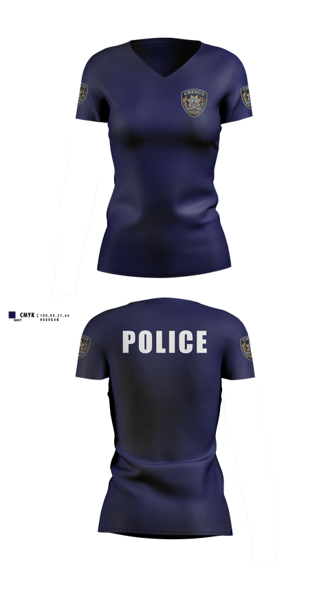 Womens Short Sleeve Vneck Shirt, Cresco Police Department, Police, Teamtime, Team time, sublimation, custom sports apparel, team uniforms, spirit wear, spiritwear, sports uniforms, custom shirts, team store, custom team store, fundraiser sports, apparel fundraiser