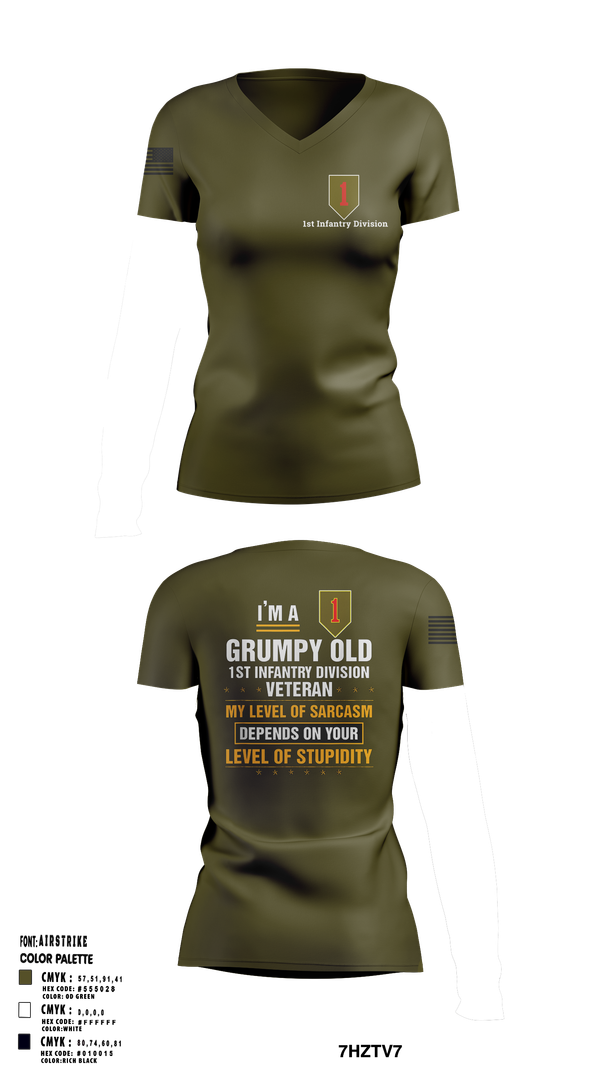 Womens Short Sleeve Vneck Shirt, 1st Infantry Division, , Teamtime, Team time, sublimation, custom sports apparel, team uniforms, spirit wear, spiritwear, sports uniforms, custom shirts, team store, custom team store, fundraiser sports, apparel fundraiser