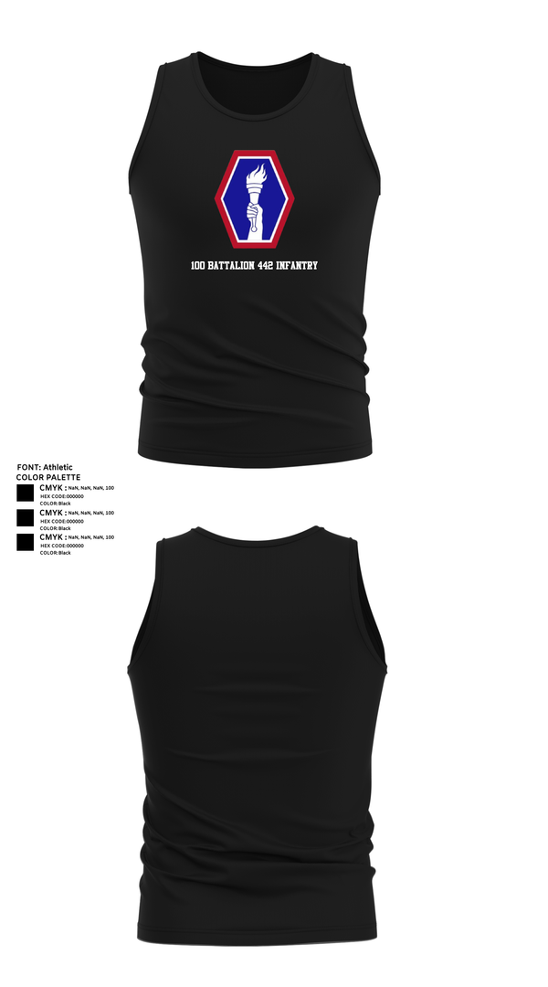 Tank Top, 100 Battalion 442 Infantry, Army, Teamtime, Team time, sublimation, custom sports apparel, team uniforms, spirit wear, spiritwear, sports uniforms, custom shirts, team store, custom team store, fundraiser sports, apparel fundraiser