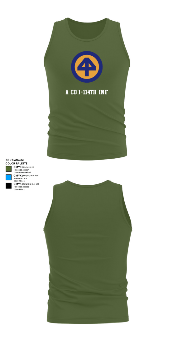 Tank Top, A Co 1/1-114thA Co 1-114th INF, Army, Teamtime, Team time, sublimation, custom sports apparel, team uniforms, spirit wear, spiritwear, sports uniforms, custom shirts, team store, custom team store, fundraiser sports, apparel fundraiser