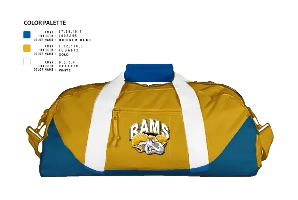 Duffle Bag, Brogden Rams, Baseball, Teamtime, Team time, sublimation, custom sports apparel, team uniforms, spirit wear, spiritwear, sports uniforms, custom shirts, team store, custom team store, fundraiser sports, apparel fundraiser
