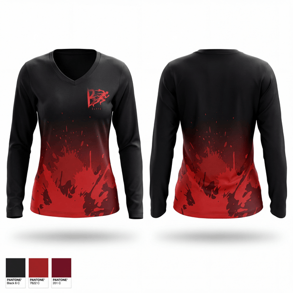Womens Long Sleeve Vneck Shirt, BLURRR ELITE, , Teamtime, Team time, sublimation, custom sports apparel, team uniforms, spirit wear, spiritwear, sports uniforms, custom shirts, team store, custom team store, fundraiser sports, apparel fundraiser