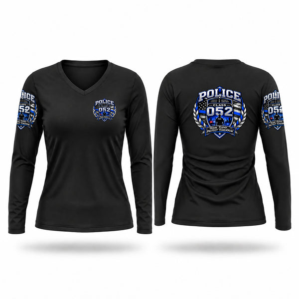 Womens Long Sleeve Vneck Shirt, 052 Class, Police, Teamtime, Team time, sublimation, custom sports apparel, team uniforms, spirit wear, spiritwear, sports uniforms, custom shirts, team store, custom team store, fundraiser sports, apparel fundraiser