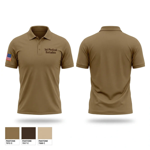 Short Sleeve Performance Polo, 1st Medical Battalion, Navy, Teamtime, Team time, sublimation, custom sports apparel, team uniforms, spirit wear, spiritwear, sports uniforms, custom shirts, team store, custom team store, fundraiser sports, apparel fundraiser
