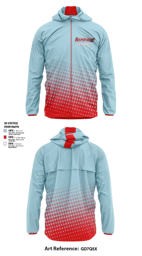 Windbreaker, Porterville Rampage 10u, Softball, Teamtime, Team time, sublimation, custom sports apparel, team uniforms, spirit wear, spiritwear, sports uniforms, custom shirts, team store, custom team store, fundraiser sports, apparel fundraiser